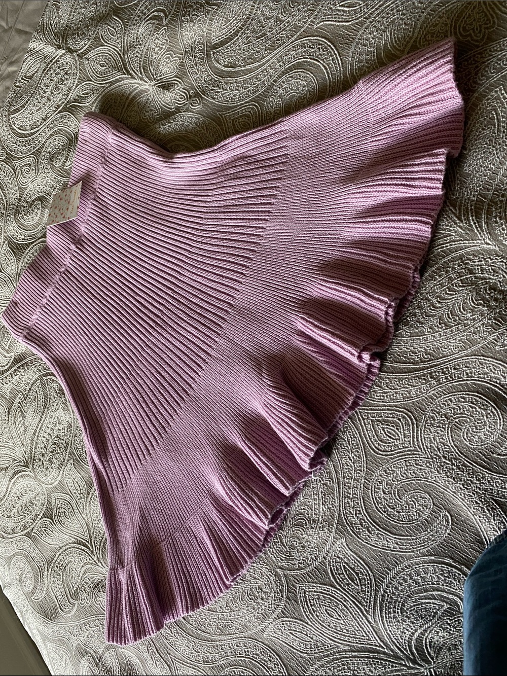 Free People Orchid Ribbed Flounce Skirt